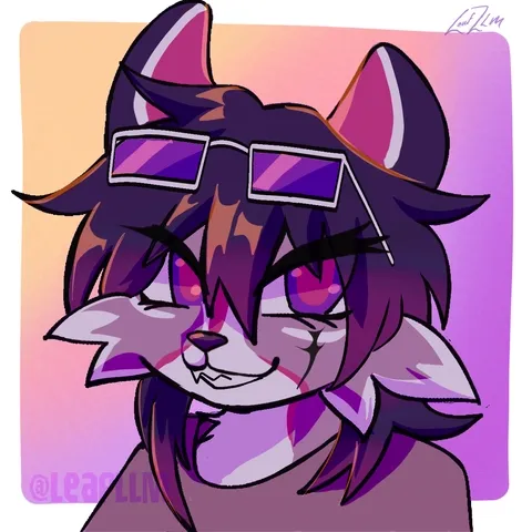 Animated purple character portrait